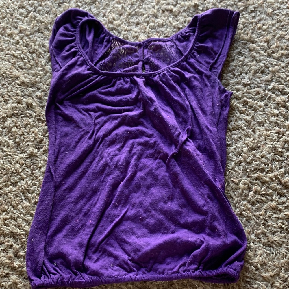 Purple T- shirt, partial lace in the back